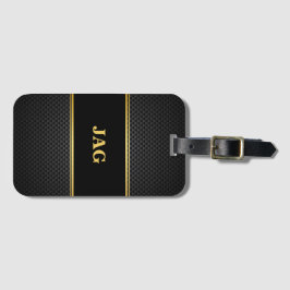 Etiqueta De Bagagem Classy Carbon Black & Gold Monogrammed