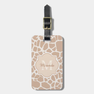 Etiqueta De Bagagem Classy Light Giraffe Impressão Monograma e Nome