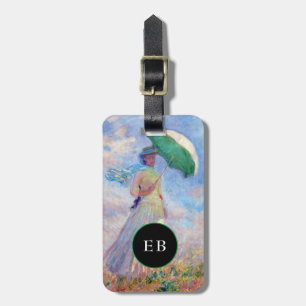 Etiqueta De Bagagem Claude Monet - Mulher com Parasol virada para a di