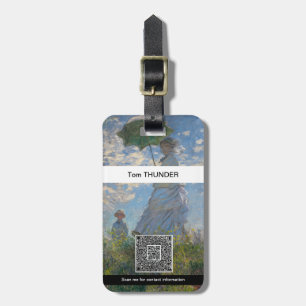 Etiqueta De Bagagem Claude Monet Mulher com um Guarda-Sol Arte Fina