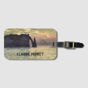 Etiqueta De Bagagem Cliff Etretat, Sunset de Claude Monet