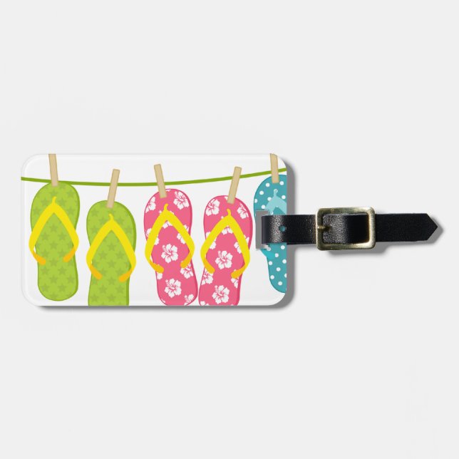 Etiqueta De Bagagem ClothesLine dos flip-flops (Frente Horizontal)