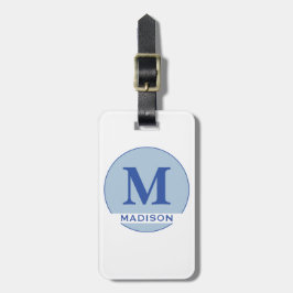 Etiqueta De Bagagem Clube de Golfe Elegante Monograma Nome Azul