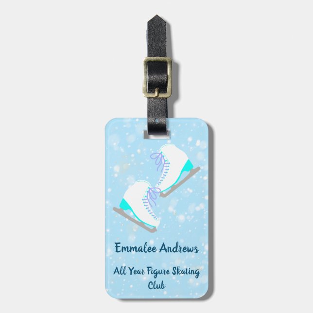 Etiqueta De Bagagem Clube/Endereço Personalizado de Patinação Azul no  (Frente Vertical)