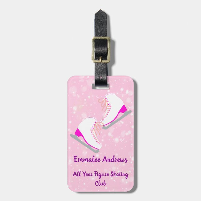 Etiqueta De Bagagem Clube/Endereço Personalizado de Patinação Rosa-Ros (Frente Vertical)