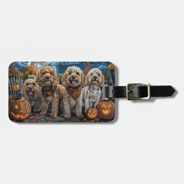 Etiqueta De Bagagem Cockapoo Halloween Assustador (Frente Horizontal)