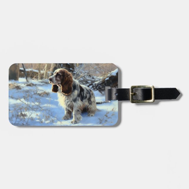 Etiqueta De Bagagem Cocker Spaniel Deixe-o nevar no Natal (Frente Horizontal)