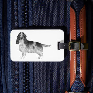 Etiqueta De Bagagem Cocker Spaniel em Preto e Branco & Texto Personali