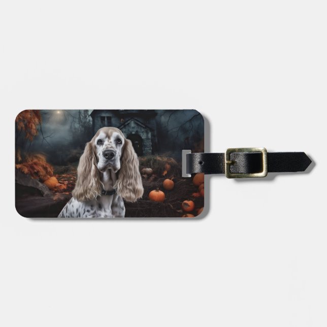 Etiqueta De Bagagem Cocker Spaniel Halloween Scary (Frente Horizontal)