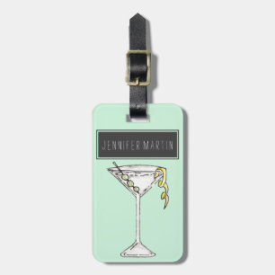 Etiqueta De Bagagem Cocktail verde-oliva de Martini da aguarela