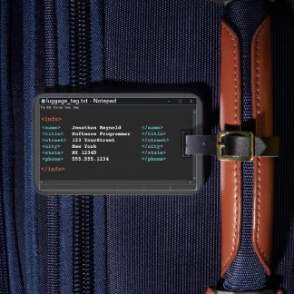 Etiqueta De Bagagem Coder Notepad Formato Computador Programador Modo