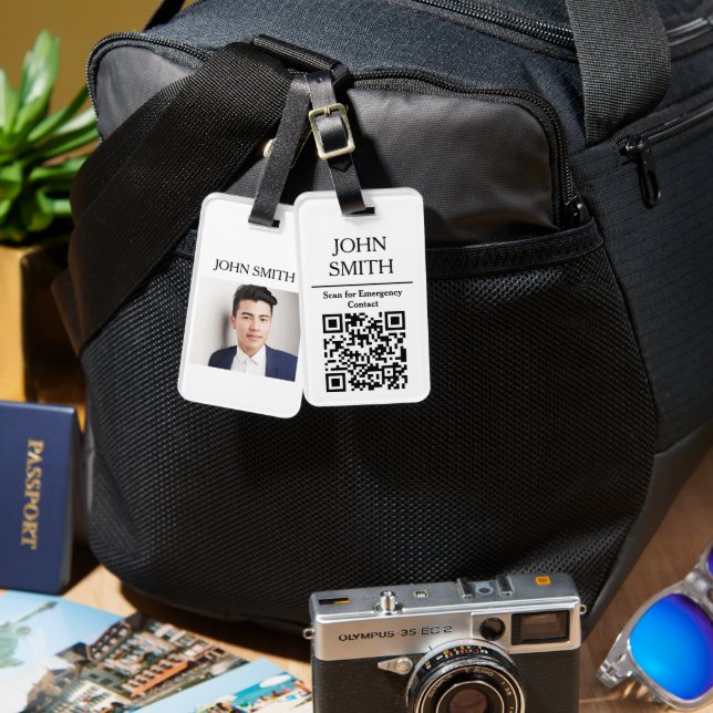Etiqueta De Bagagem Código de Foto e QR Personalizado (Frente e verso)