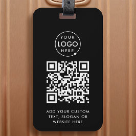 Etiqueta De Bagagem Código QR | Black Business Logo Professional Moder