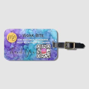 Etiqueta De Bagagem Código QR de desconto do Instagram em aquarela de
