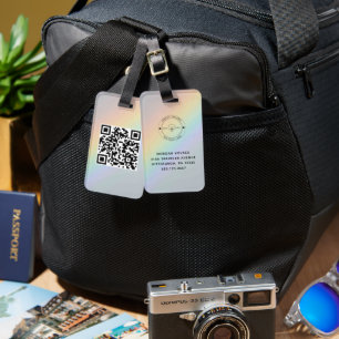 Etiqueta De Bagagem Código QR - Detalhes do nome de logotipo mínimo si