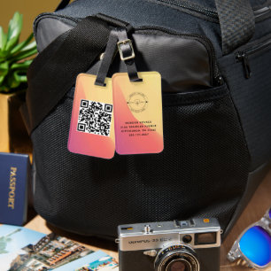 Etiqueta De Bagagem Código QR - Detalhes do nome de logotipo mínimo si