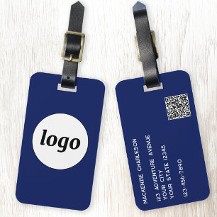 Etiqueta De Bagagem Código QR do logotipo Azul Marinho Promocional Emp