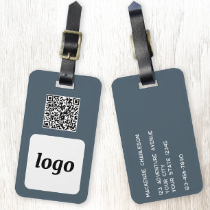 Etiqueta De Bagagem Código QR do Logotipo Cinza Carvão Promocional Emp