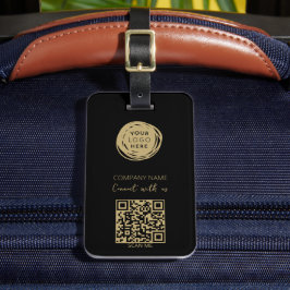 Etiqueta De Bagagem Código QR Logotipo comercial Black Modern