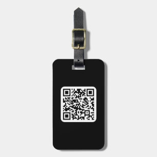 Etiqueta De Bagagem Código QR moderno editável Preto Branco ou qualq