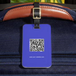 Etiqueta De Bagagem Código QR, Nome e Informações, Azul e Branco, Eleg