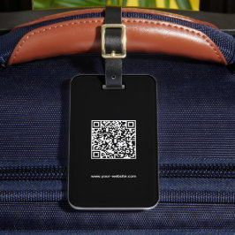 Etiqueta De Bagagem Código QR, Nome e Informações, Preto e Branco, Ele
