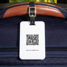 Etiqueta De Bagagem Código QR, Nome e Informações, Preto e Branco Vs 3