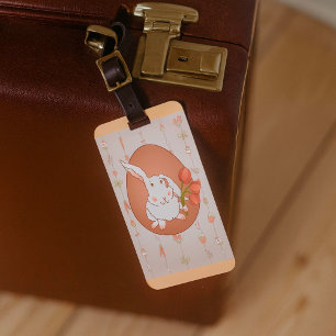 Etiqueta De Bagagem Coelhinho com Tulipas Primavera Holiday Rabbit