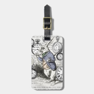 Etiqueta De Bagagem Coelho Branco Alice Relógios Arte Mundo das Maravi