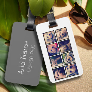 Etiqueta De Bagagem Colagem de 8 fotos personalizadas do Instagram com