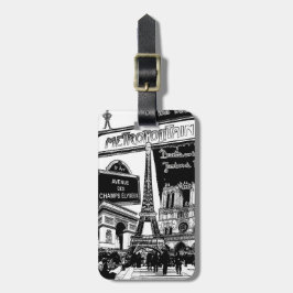 Etiqueta De Bagagem Colagem legal de ilustrações da foto de Paris