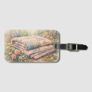 Etiqueta De Bagagem Colcha de Remendo Floral Cottagecore Aquarela