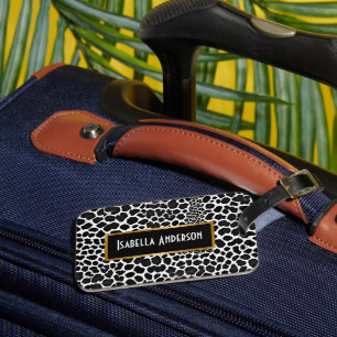 Etiqueta De Bagagem Coleção Elegante de Leopardo Branco Moderno de Lux