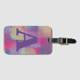 Etiqueta De Bagagem Colheita de papelão rosa e Abstrato púrpura