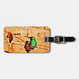 Etiqueta De Bagagem Colibri verde pequeno