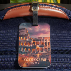 Etiqueta De Bagagem Coliseu Roma Itália Viagem Vintage