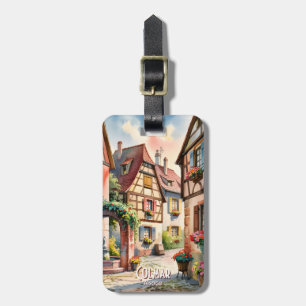 Etiqueta De Bagagem Colmar França Alsácia Vila Arte Aquarela Viagem
