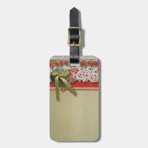 Etiqueta De Bagagem Colmeia Vermelha Rústica Rústica de Rosa antigo