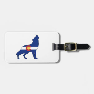 Etiqueta De Bagagem Colorado Flag Wolf