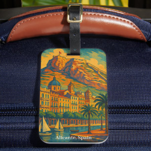 Etiqueta De Bagagem Colorida Alicante Espanha Vintage Art Costa Blanca