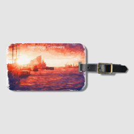 Etiqueta De Bagagem Colorida Hamburg Germany Port City Viagem