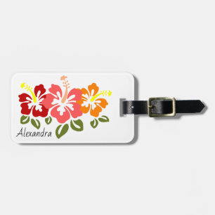 Etiqueta De Bagagem Colorida Hibiscus Trio Personalizada
