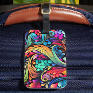 Etiqueta De Bagagem Colorida Paisley Pattern