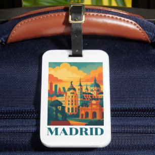 Etiqueta De Bagagem Colorida Viagens vintage de Espanha Madrid