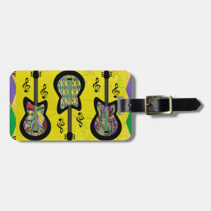 Etiqueta De Bagagem Colorido Mardi Gras Guitars