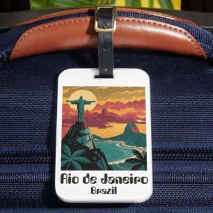 Etiqueta De Bagagem Colorido Rio de Janeiro Brasil Viagem Arte