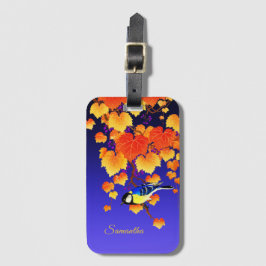 Etiqueta De Bagagem Coluna Excelente de Vinha de Queda Pássaro Laranja