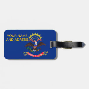 Etiqueta de bagagem com bandeira de Dacota do Nort