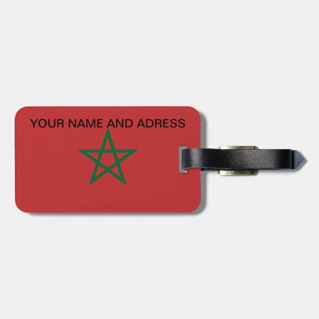 Etiqueta de bagagem com bandeira de Marrocos (Traseira Horizontal)