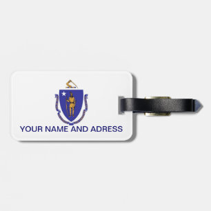 Etiqueta de bagagem com bandeira de Massachusetts,